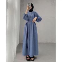 SYIFA DRESS Gamis Cringkel Airflow  gamis elegan wanita terbaru lebaran 2025 Flowy  Kondangan  Musli