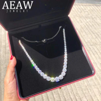 AEAW 18 Inch 925 Sterling 10K Gold 56ctw Round Moissanite Diamond Hip Hop Cuban Link Chain Miami Necklace Jewelry