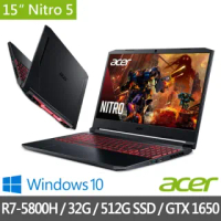 【Acer 宏碁】AN515-45-R02E 特仕版 15吋電競筆電(R7-5800H/16G/512G SSD/GTX1650/+16G記憶體 含安裝)