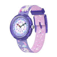 【Flik Flak】兒童錶 COSMICAT 兒童手錶 兒童禮物 瑞士錶 編織錶帶(31.85mm)
