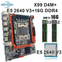 KEYIYOU X99D4M LGA 2011-3 motherboard kit xeon E5 2640 V3 Kit 16GB 2133MHz DDR4 memory x99 Chipest
