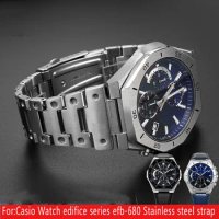 Stainless Steel Watchband for Casio Edifice Watch Band EFB-680 Metal Strap Bracelet Silver Black14mm