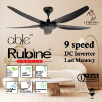 ABLE by Rubine DC Ceilling Fan 18 Speed ACF-AVENS56-5B-MB 56 Inch Black DC Motor 5 Blade Remote Cont