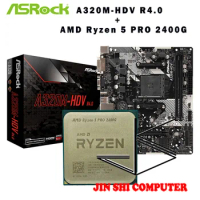 AMD Ryzen 5 PRO 2400G R5 2400G CPU + ASROCK A320M HDV R4.0 Motherboard Suit Socket AM4 CPU and Motherbaord Suit All new / no fan