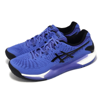 【asics 亞瑟士】網球鞋 GEL-Resolution 9 男鞋 藍 黑 法網配色 緩衝 抓地 運動鞋 亞瑟士(1041A330401)