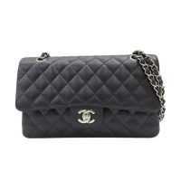 【二手名牌BRAND OFF】CHANEL 香奈兒 黑色 荔枝紋牛皮 經典 11.12 口蓋包 肩背包 A01112