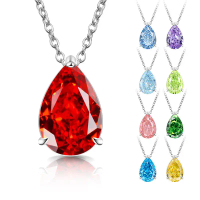 TikTok Hot-Selling Colorful Gemstone Ice-Cut High-Carbon Diamond Pear-Shaped Pendant Fashionable Sim