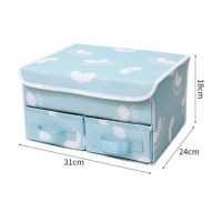 內衣收納盒（雙層抽屜收納--藍色） 