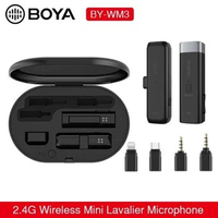 BOYA BY-WM3 2.4G Wireless Mini Microphone for iPhone Lightning Android Type-C 3.5mm Smartphone DSLR Camera Desktop Laptop PC Mic