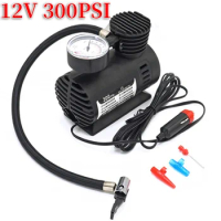 12V 300PSI Car Air Pump with Gauge Electric Tire Inflator High Precision Auto Inflatable Pump Electric Compact Air Pump
