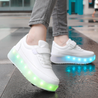 รองเท้าเรืองแสงรุ่นใหม่ LED รองเท้าไฟชาร์จสี่ล้อรุ่นรองเท้าวิ่งรองเท้าล้อสองล้อ   โรลเลอร์สเก็ตสามารถเป็นชิ้นเดียว