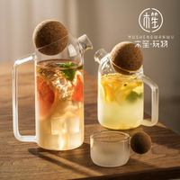 日式木笙耐熱玻璃泡茶壺簡約花茶壺辦公室沖茶器涼水壺透明水杯 林之舍