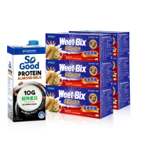 【Weet-Bix】澳洲全穀麥片麥香高纖375gx6盒(贈Sanitarium So Good無糖植物蛋白堅果杏仁奶1000mlx1瓶)