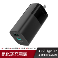 【MCK】65W 三孔GaN氮化鎵快充充電器(筆電快充/PD+QC4.0/MCK-U365)