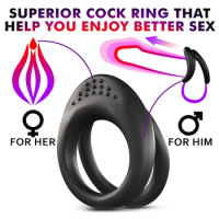 Silicone Dual Penisring,Stretchy Longer Harder Stronger Erection Cockring Erection Enhancing SexToy for Man or Couples Play