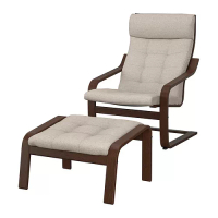 POÄNG 扶手椅及腳凳, 棕色/gunnared 米色
