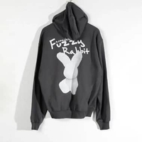 Hoodie ADLV FUZZY RABBIT TEXT WHITE CHARCOAL GREY HOODIE 100% ORIGINAL Size 2