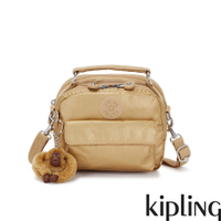 Kipling 金屬古銅色拉鍊兩用側背後背包-PUCK
