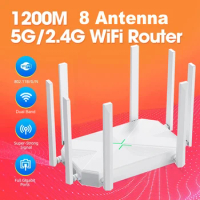 8 Antenna 1200M Wireless Router Enhancer WIFI Repeater External 2.4G 5G Power Signal Booster Hotspot Smoother RJ45 WAN LAN Modem