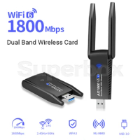 USB WiFi6 Wireless Network Card USB3.0 Dual Frequency 1800Mbps High Speed 5G WiFi Receiver Transmitter