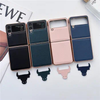 Z Flip4 Fashion Electroplated Cowhide leather Phone Case for Samsung Galaxy Z Flip4 Case 5G For Galaxy Z Flip3 Cover Z Flip 3