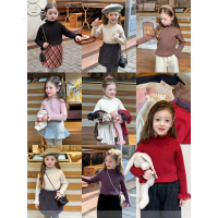 CSK Áo len cổ cao Ambb Kids bé gái thu đông phong cách Hàn Quốc 24A169