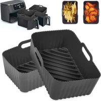 Food Grade Air Fryer Silicone Liners for Dual Air Fryer, Non-Stick Air Fryer Basket