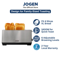 JOGEN Tasty BT 3214 Long Slot 4 Slices Toaster with Browning Control & Warming Rack for Bagel Pastry