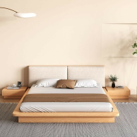 創品日式侘寂風床簡約實木矮床榻榻米高箱床儲物北歐落地大床收納