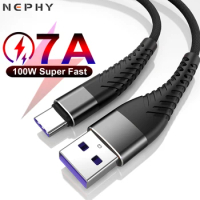100W 7A Fast Charge USB Type C Cable For Huawei P30 Pro Honor 50 OPPO Realme POCO F3 X3 Samsung Data Charger USBC 2m 3m Wire 66W