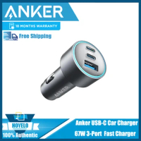 Anker Car Charger USB Fast Charge Charger Type C 335 67W 3-Port Phone Charger Power Bank for Iphone 15 pro