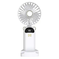 Handheld Mini Fan USB Rechargeable Small Portable Personal Fan 5 Speed Cute Design Powerful Eyelash Fan LED Display Lightweight