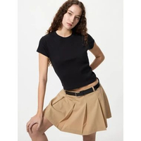 UNIQLO Rib Mini T-Shirt Kaos Lengan Pendek Wanita XL 09 BLACK