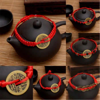 10pcs/Lot Feng Shui I Ching Ancient Coin Kabbalah Red String Attract Luck Wealth Bracelets