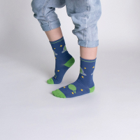 【WARX除臭襪】趣味圖樣薄款中筒童襪-土星
