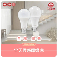 〖TOYAMA特亞馬〗LED 雷達微波感應燈泡 12W 全暗全亮型 2W – 9W 微亮全亮型 E27 全天候感應