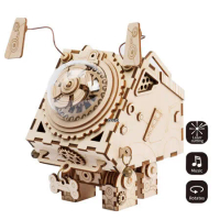 《 Robotime 》3D立體木製拼圖 音樂盒系列 - AM480 狗狗西摩兒Seymour