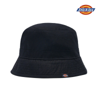 【Dickies】男女款黑色純棉暗格紋側邊品牌Logo織標漁夫帽｜DK013054BLK