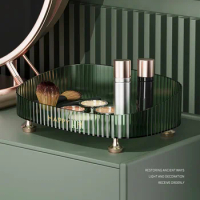 ECHOME Makeup Organizer Jewelry Makeup Brush Desktop Single-layer Transparent Oval Holder Box Cosmetic Antiskid Storage Box Rack