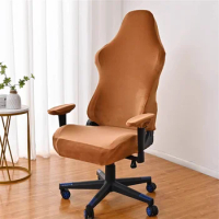 Svetanya Office Computer Game Solid Chair Cover High Back Armchair Cover Velvet Elastic Accent Living Dining Room Seat Office