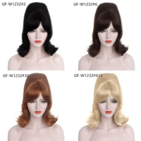Blonde Beehive 60s Wig Retro Wigs for Women Adult 70s 80s Accessories Rocker Party Wig Halloween Costume Cosplay