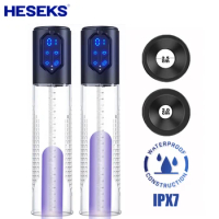 HESEKS IPX7 Penis Pump For Enlargement Prostate Massager Male Prostate Electric Vacuum Pump Delay Ejaculation Training Sex Toy