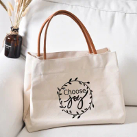 Choose Joy Funny Printed Canvas Tote Bag Gift for Friend Handbag Work Bag Book Bag Women Lady Beach Bag Dropshipping