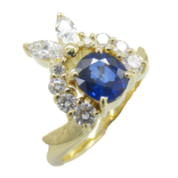 【二手名牌BRAND OFF】JEWELRY 無品牌珠寶 0.85CT 藍寶石 0.48CT鑽石 18黃K金 戒指