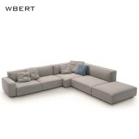 Wbert Italian High Quality Modern Tofu Block Fabric Sofa Set Special-shaped Corner For Villa Living Room Or Hotel Furniture