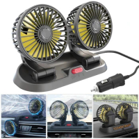 5V/12V Car Fan Cooling Car Fan Dual Head Usb Car Fan 2 Speeds Adjustable for Auto Cooler Air Fan Car Accessories Fan for Car