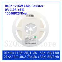 10000PCS/Reel 0402 1/16W 5% Chip resistor 0R 1R 1.1R 1.2R 1.3R 1.5R 1.8R 2R 2.2R 2.4R 2.7R 3R 3.3R 3.6R 3.9R SMD