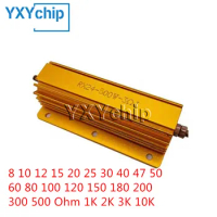 RX24 500W Aluminum Metal Shell Case Resistor 8 10 12 15 20 25 30 40 47 50 60 80 100 120 150 180 200 300 500 Ohm 1K 2K 3K 10K