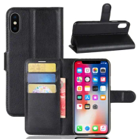 Case for Apple iPhone X 10 Cases Wallet Card Stent Lichee Pattern Flip Leather Covers Cover black for iPhone10 iPhoneX iPhone-X