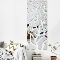 DIY Splice Mirror Wall Stickers Tree New House Marriage Room Decoration Pegatinas Pared 3D Acrylic Mirrored Decorative Sticker